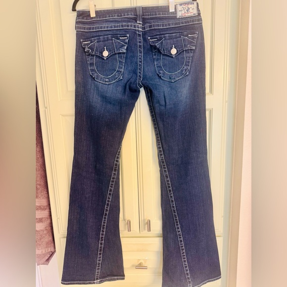 True Religion Dark Blue Low Rise Flare Jeans - Picture 4 of 7